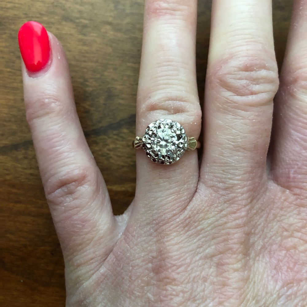 10kt vintage moissanite ring